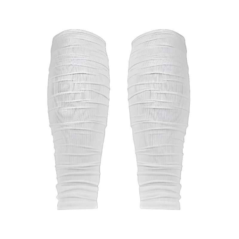 White REYRR Scrunch calf sleeves with compression and breathable cotton-nylon blend for athletic performance and protection