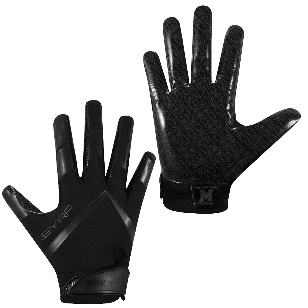 Reyrr Zero gloves black with griptech silicone and breathable nylon for football and floorball use medium size