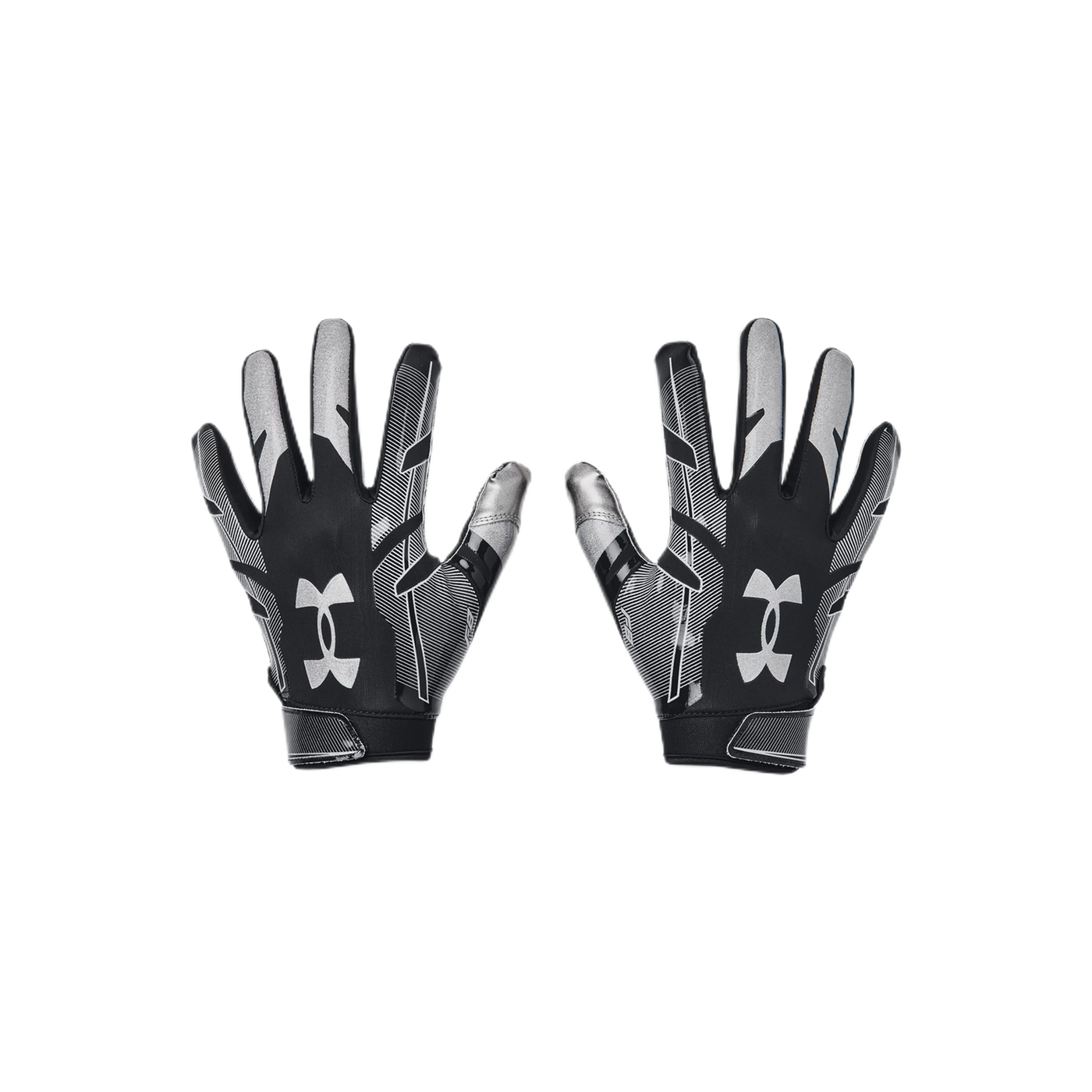 Under Armour F8 black and gray sports gloves with textured durable back and UA GlueGrip for floorball