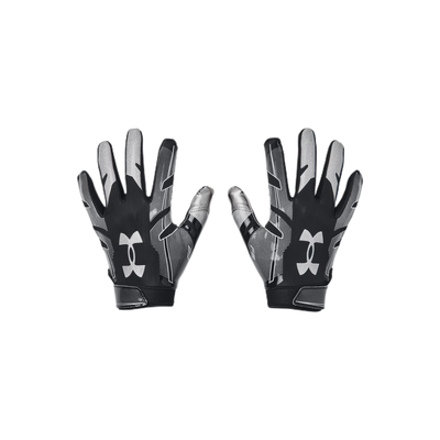 Under Armour F8 black and gray sports gloves with textured durable back and UA GlueGrip for floorball