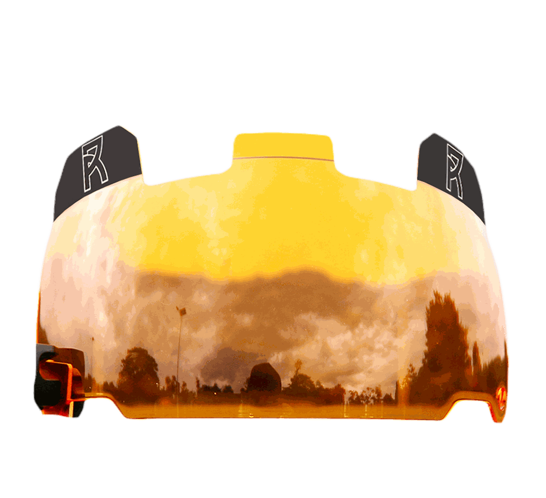 Reyrr Visor BCN football helmet visor with cobalt blue tint, anti-fog and scratch-resistant, lightweight and durable, universal fit with secure clips.