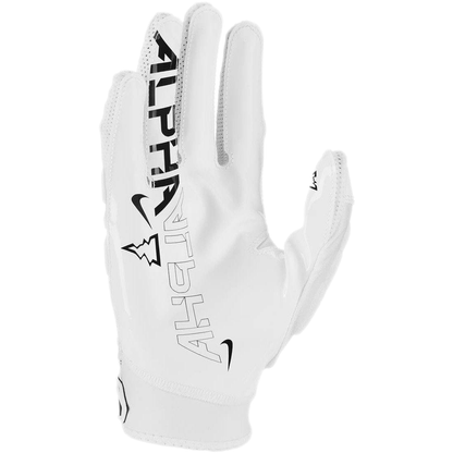 White Nike Superbad 6.0 football glove with Magnigrip palm and protective padding