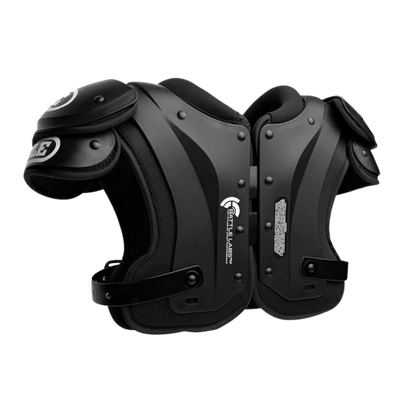 Battle Phantom youth shoulder pads in black with lightweight low profile design for American football players