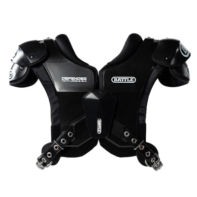 Black shoulder pad with 'Battle' branding on a white background