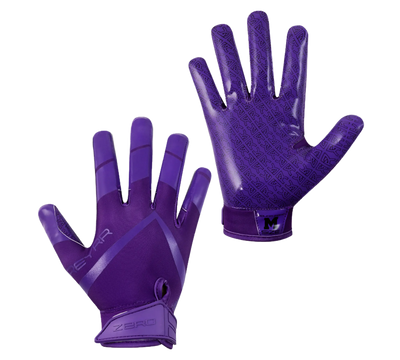 Purple Reyrr Zero gloves with silicone grip and breathable nylon back for football and floorball use.