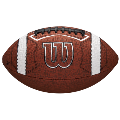 Wilson GST SpeedSkin One official football front view with brown leather and white laces