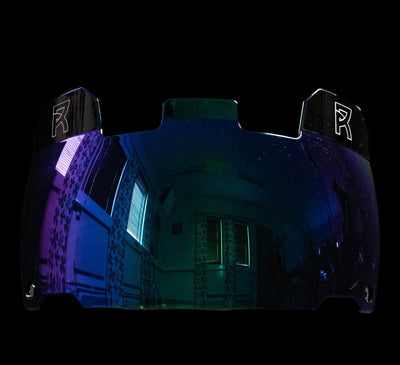 Reyrr Visor football helmet shield with cobalt blue tint, anti-fog and anti-scratch advanced clarity protection.