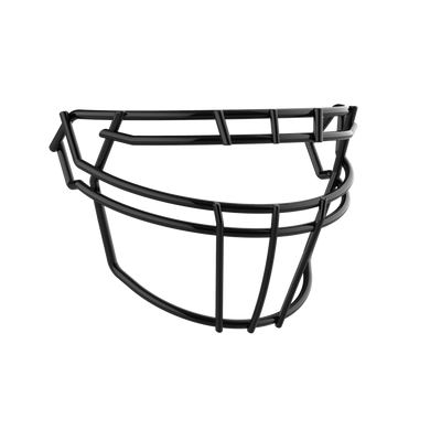 Schutt F7 ROPO DW NB black football faceguard with raised brow design and tapered bars for impact deflection and increased motion.