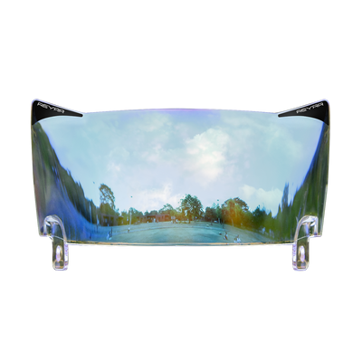 Reyrr VIZU Nordic Sky football visor, 61.3% VLT, stadium lights and partial sun, fits Riddell SpeedFlex and Schutt F7