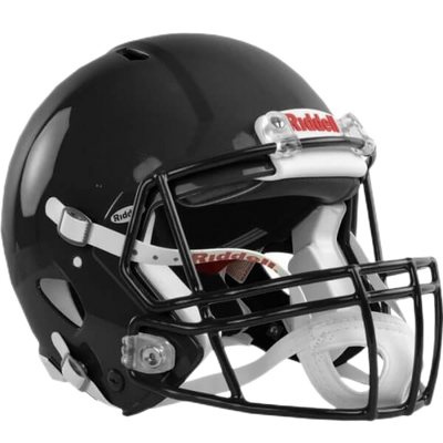 Riddell Speed Icon black football helmet with quick release faceguard system and upgraded internal padding.